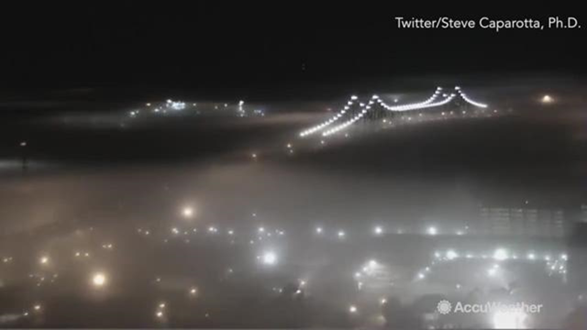 Fog quickly spread over downtown Baton Rouge, Louisiana in the early morning of October 30.