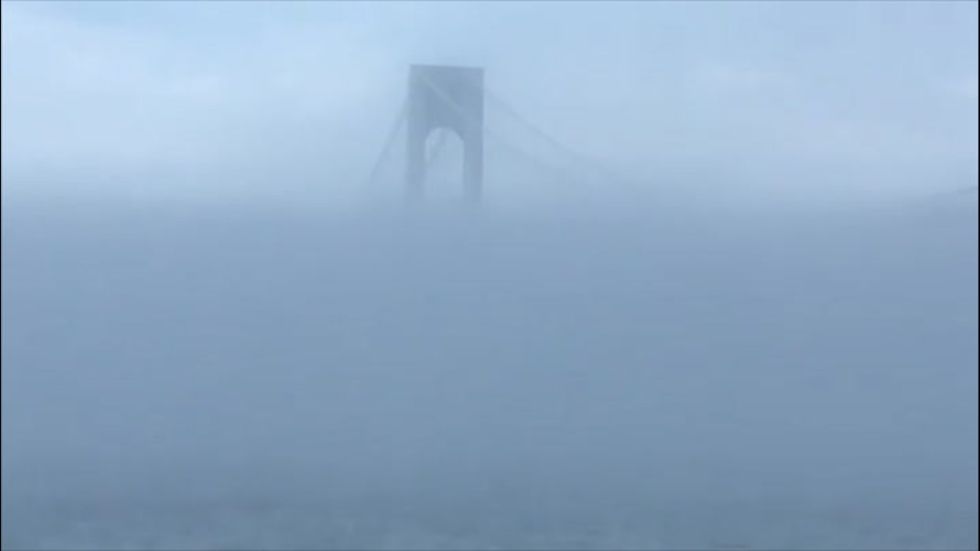 You couldn't see anything from the other side due to this dense fog bank in Brooklyn, New York, on May 27. The bridge looks like it disappears into the fog.