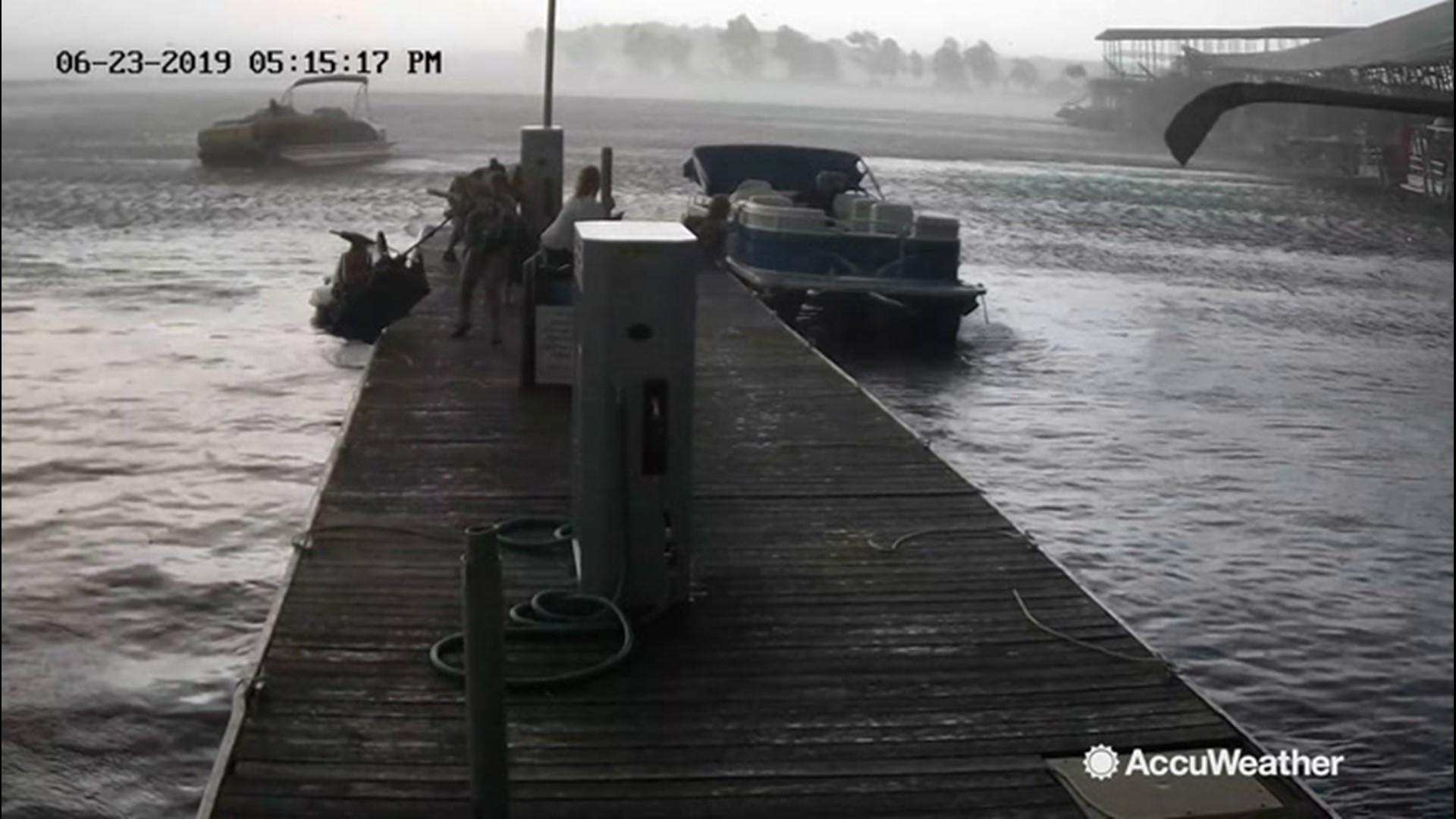 Shocking footage shows the moments an EF1 tornado ripped through Moors Resort and Marina in Gilbertsville, Kentucky, on June 23. The marina says that while two mooring docks are closed due to damage, the entire resort is still open.