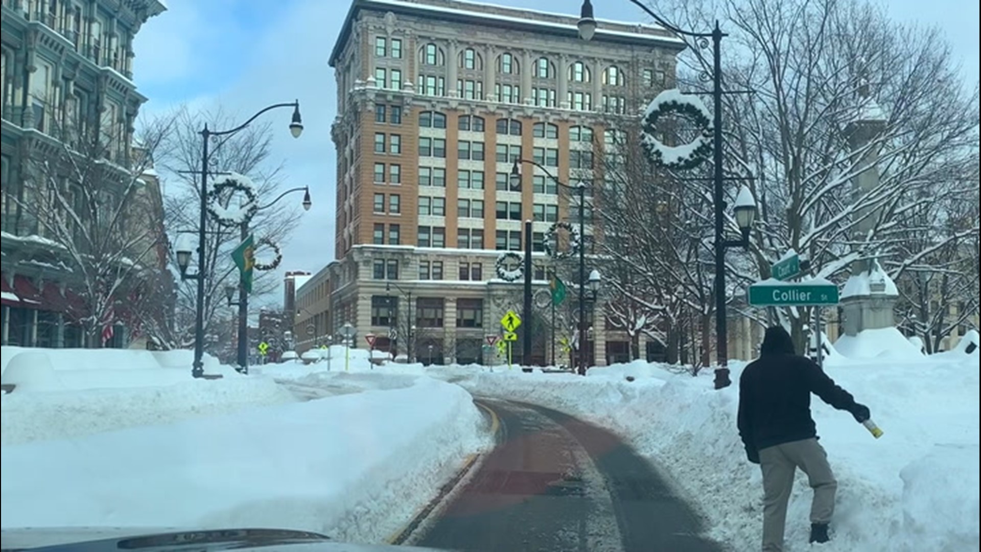 Drive along with us through Binghamton, New York, in this time-lapse video from Dec. 17, as people made their way around sidewalks buried in snow and crews worked to clear the streets.