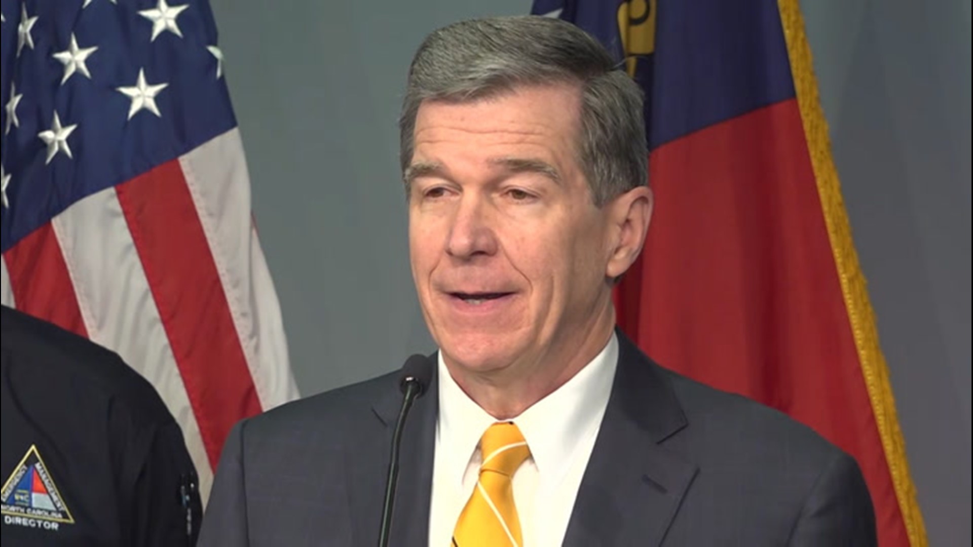 Governor Roy Cooper addressed preparations for the upcoming winter storm and how people can stay safe on Feb. 20.