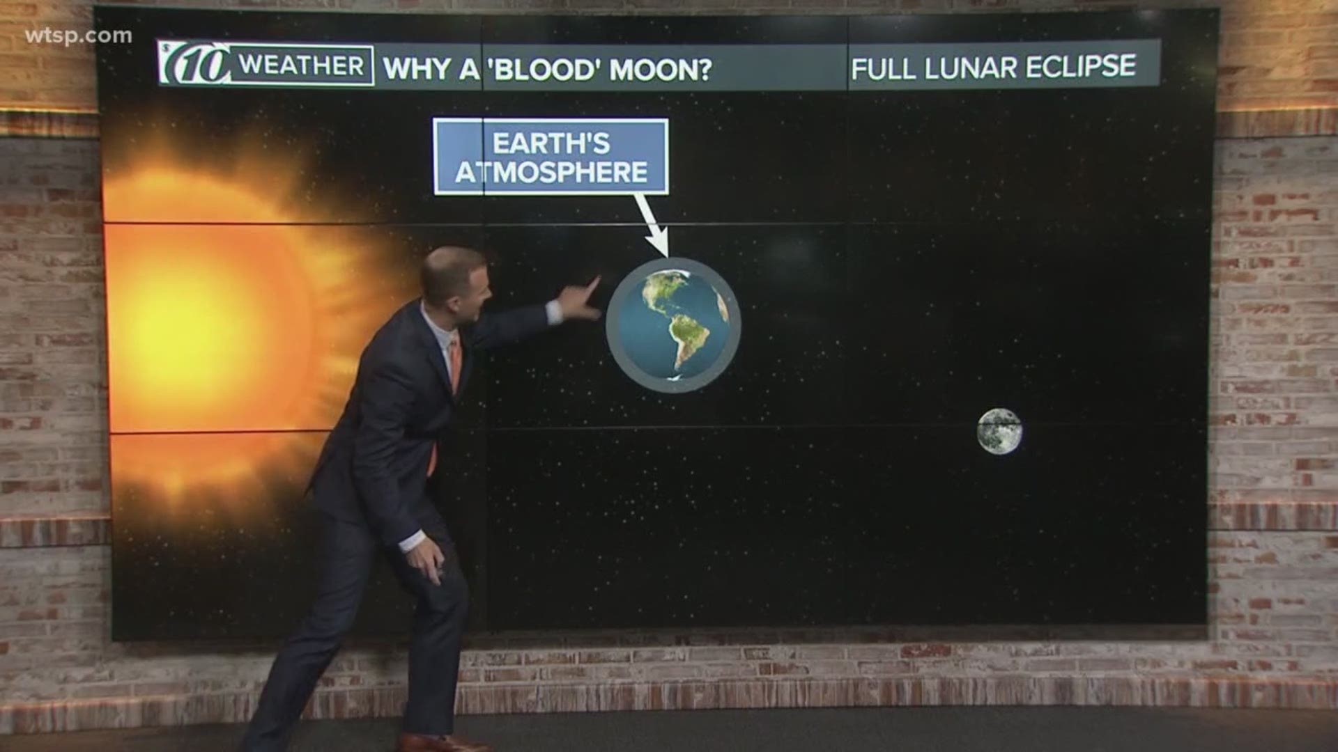 Meteorologist Grant Gilmore explains why the moon turns red in a total lunar eclipse.