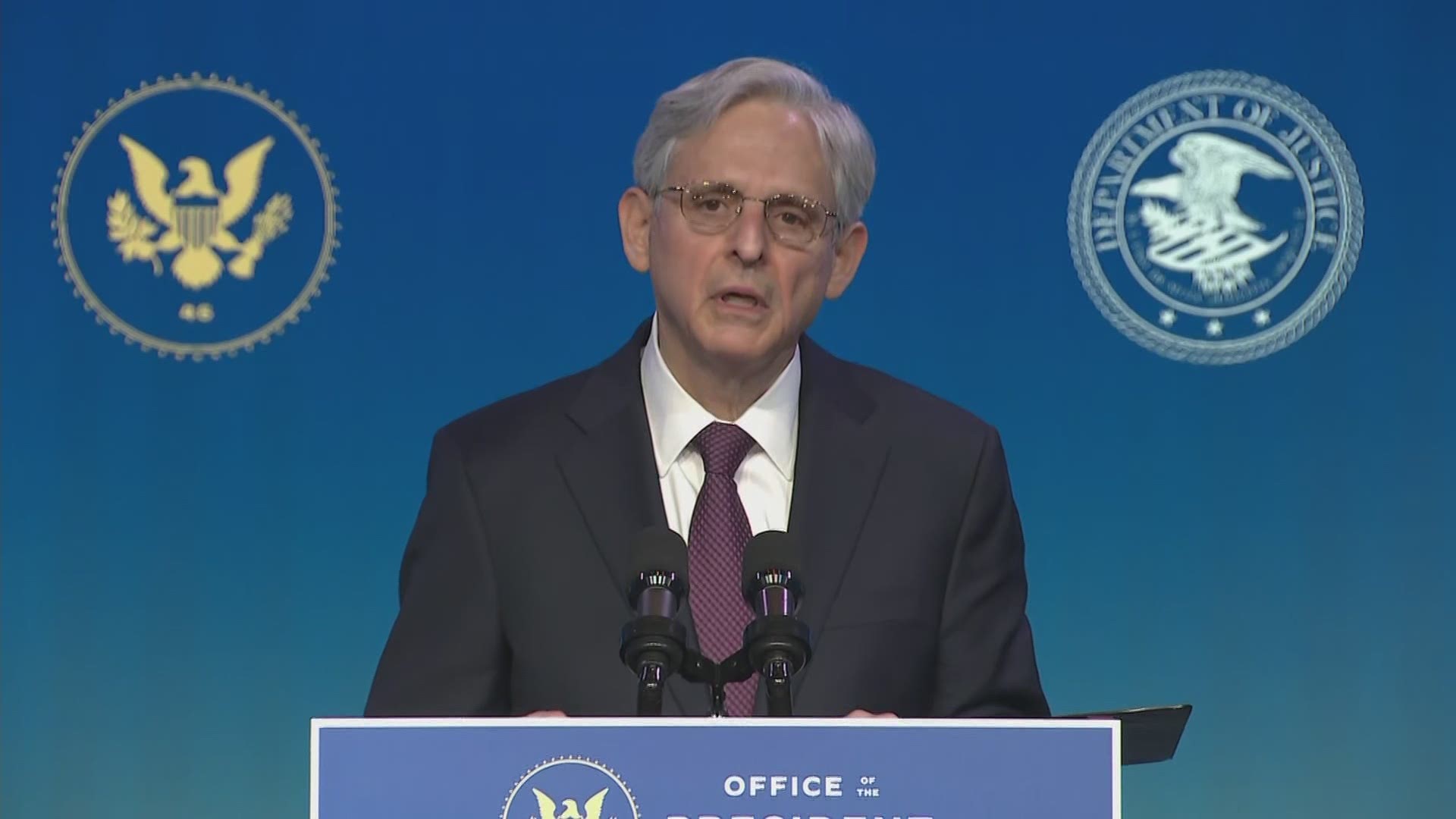 President-elect Joe Bien's attorney general nominee Judge Merrick Garland was introduced Thursday. Garland said the rule of law is the foundation of democracy.
