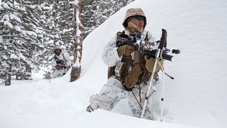 Marines train for winter warfare in climate that mimics Russia