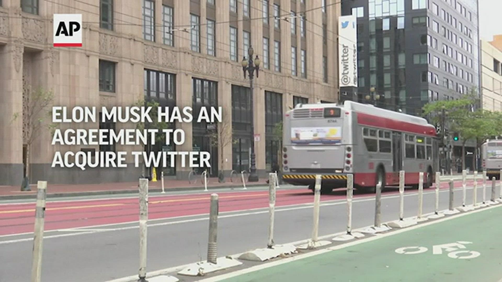 Billionaire Elon Musk has reached an agreement to acquire Twitter for approximately $44 billion, the company said.