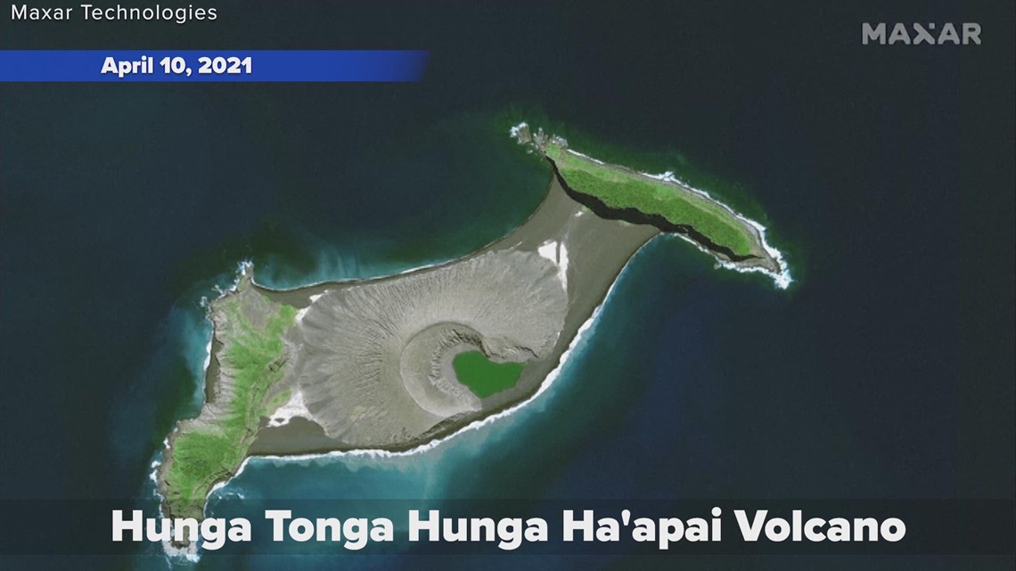 Tonga volcano before-and-after satellite images show ash, destruction