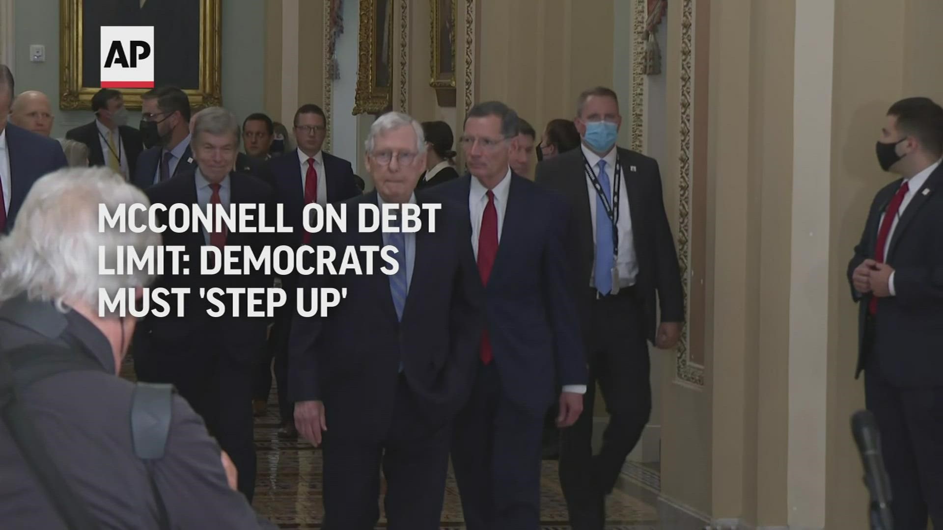 Senate Republican leader Mitch McConnell refuses to lend his party's help on the debt ceiling issue and says Democrats must "step up and take care of it."