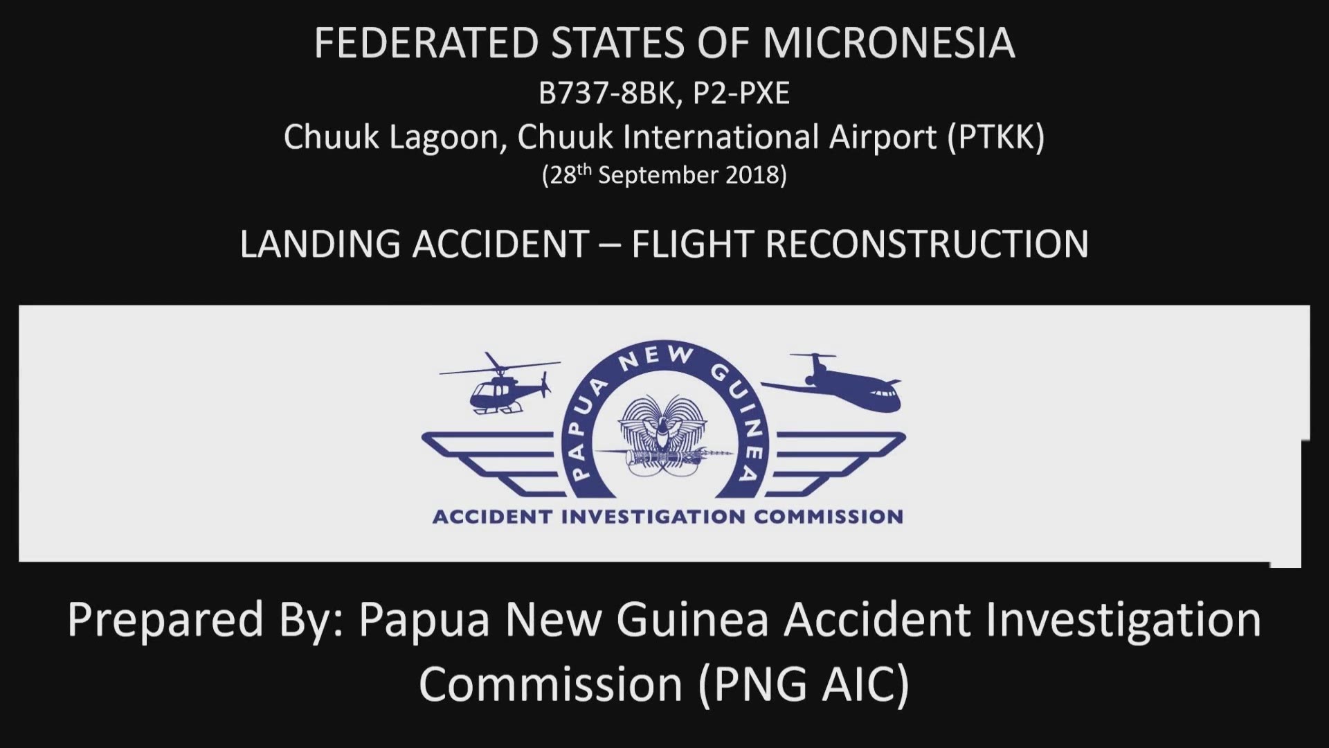 The Air Niugini plane ended in the water while trying to land at Chuuk Island in September of 2018.