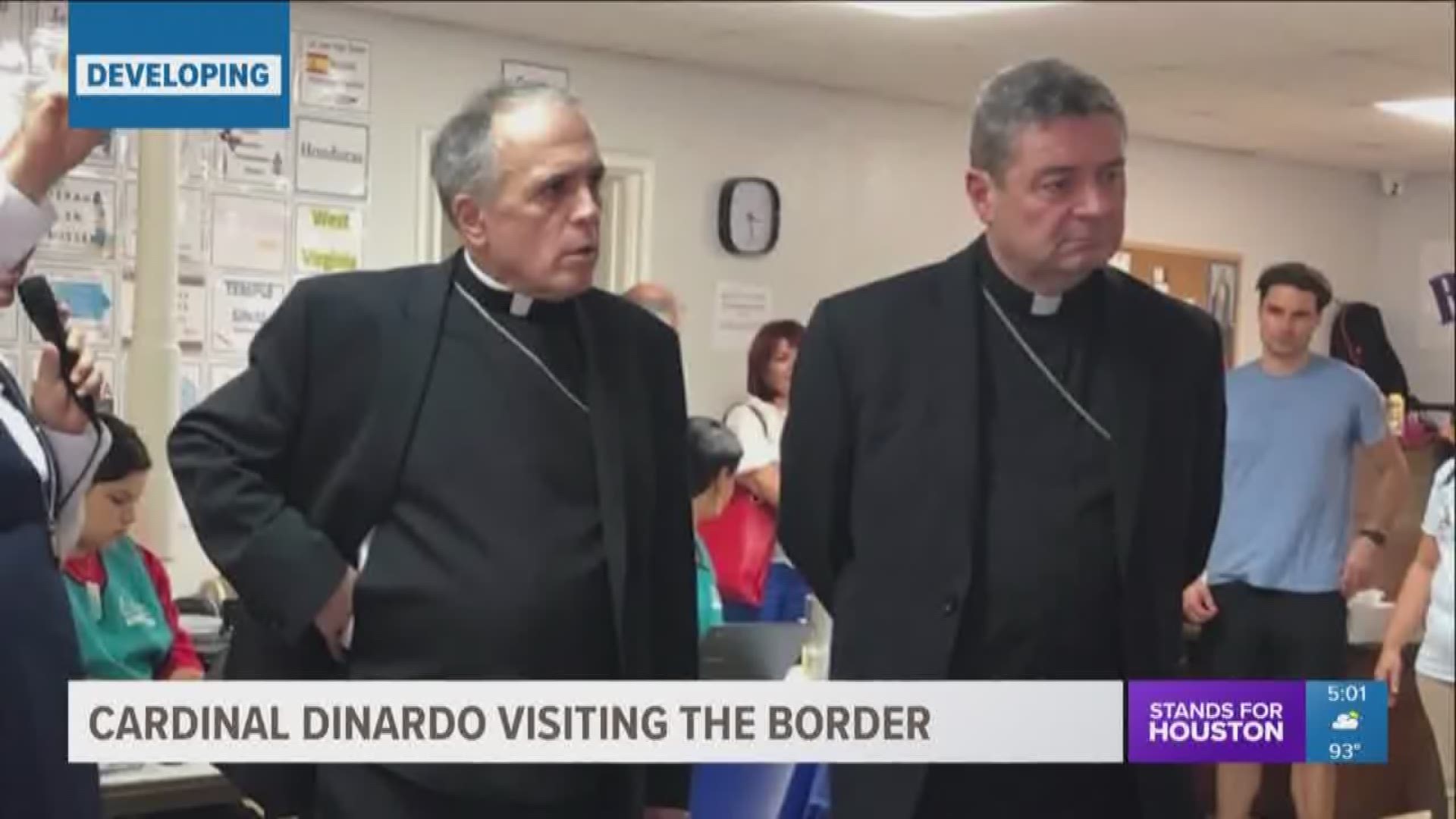 Cardinal Dinardo spent time along the border Monday to visit undocumented families about the immigration situation. 