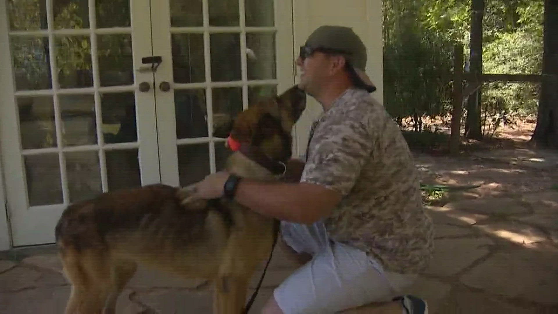 There was an emotional reunion Friday in Montgomery County where a retired U.S. Navy sailor and his service dog saw each other for the first time in three years.