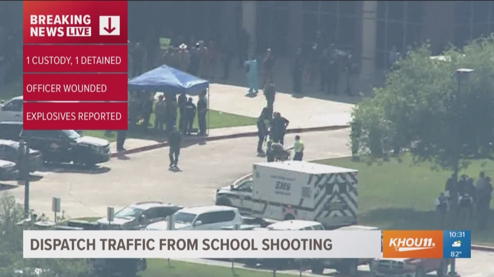 Radio chatter at the time of the Santa Fe High School shooting paints a picture of the urgent emergency response. 