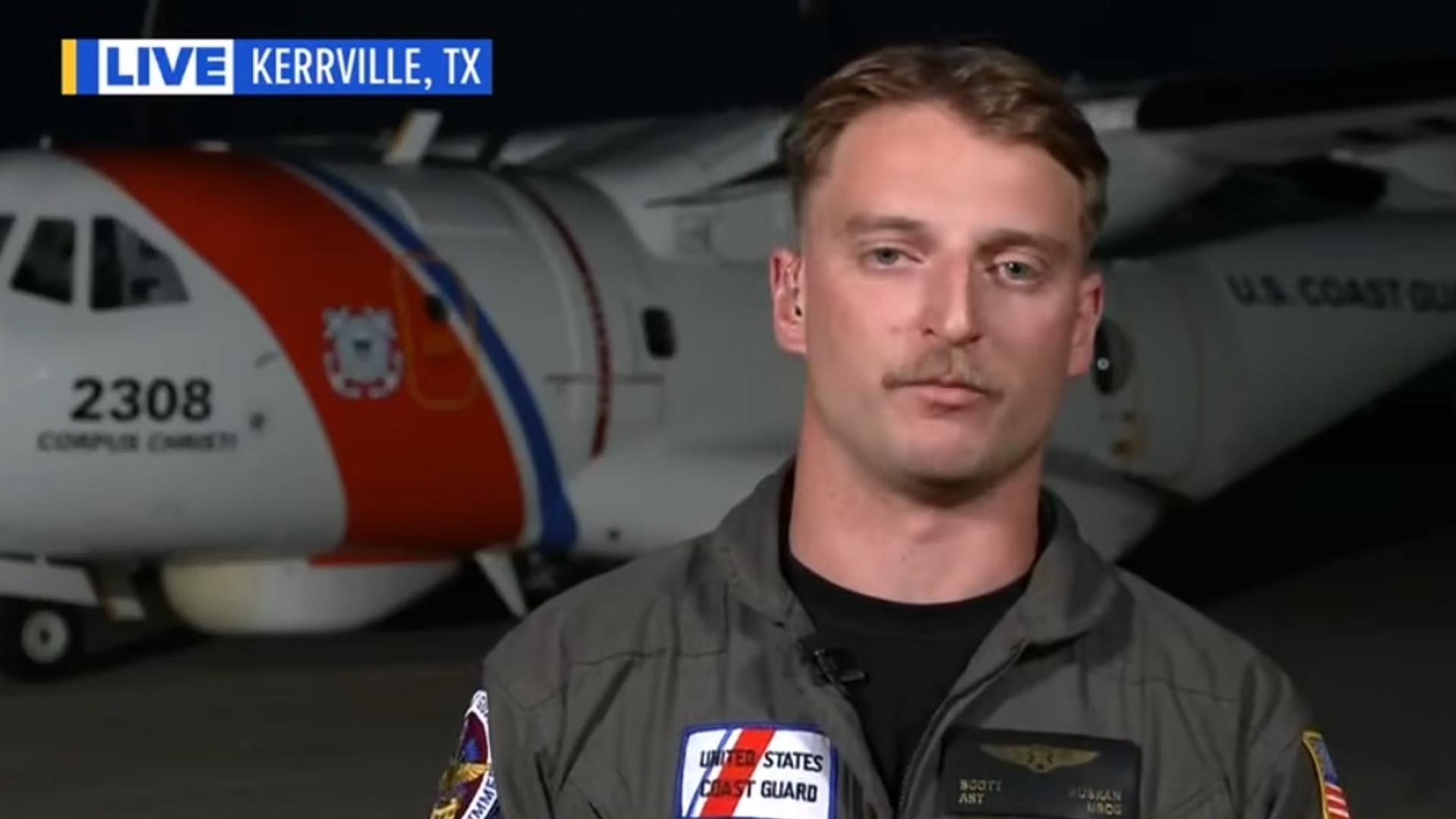 USCG Petty Officer Scott Ruskan said this is his first mission. He told GMA he was inspired to get in there and help the victims out after seeing them experience