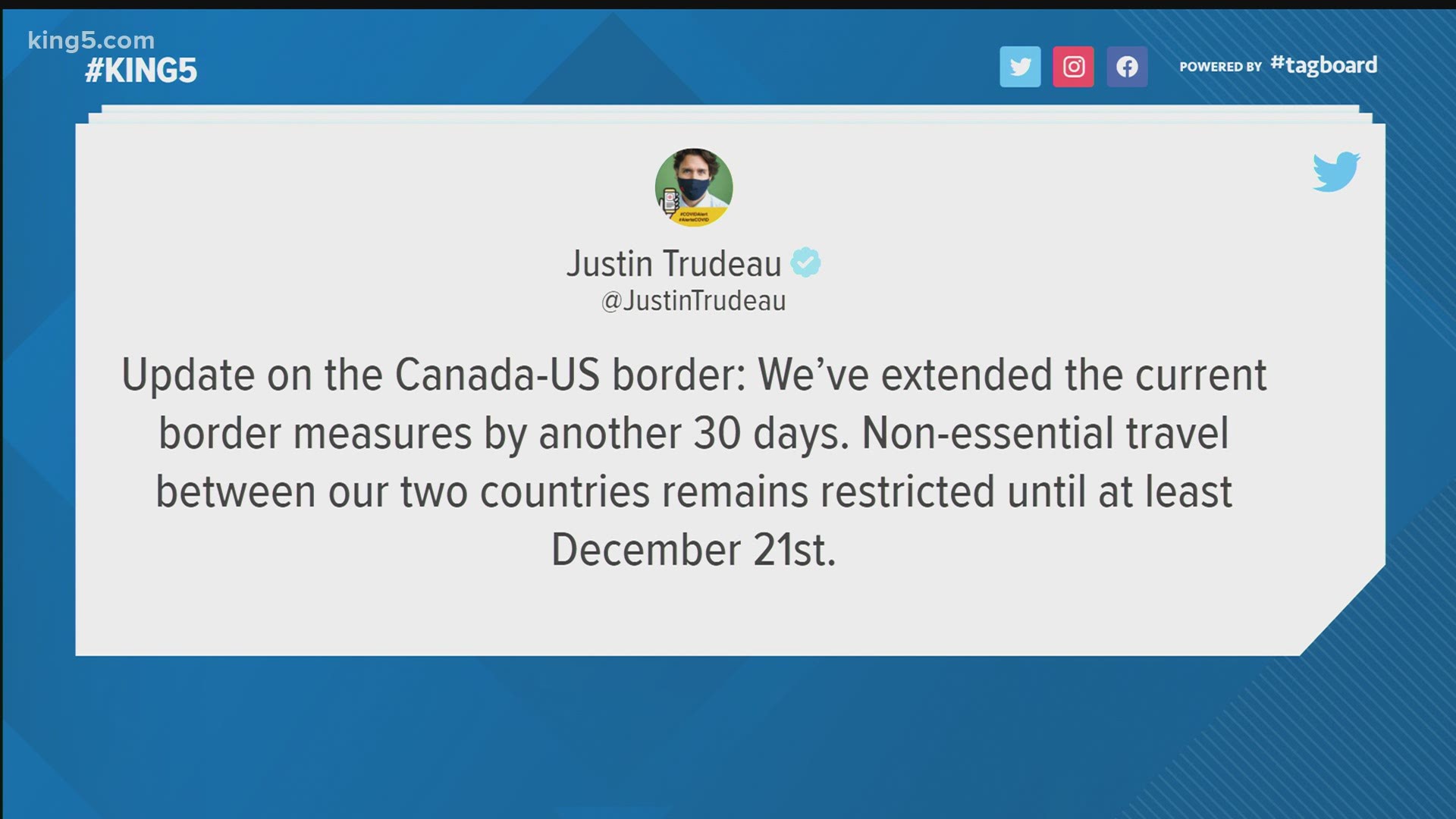 Most non-essential travel between the two countries has been shutdown since March because of the COVID-19 pandemic.