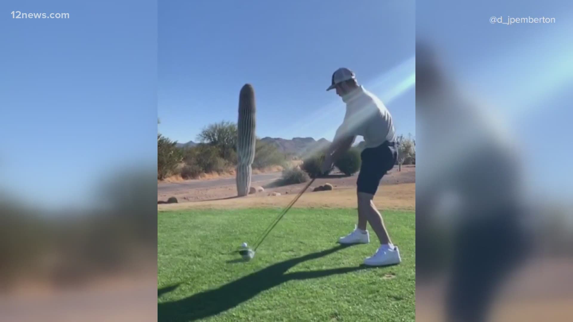 In a video that’s racked up hundreds of thousands of views, a group of golfers was seen cheering while one teed off and damaged an Arizona cactus.