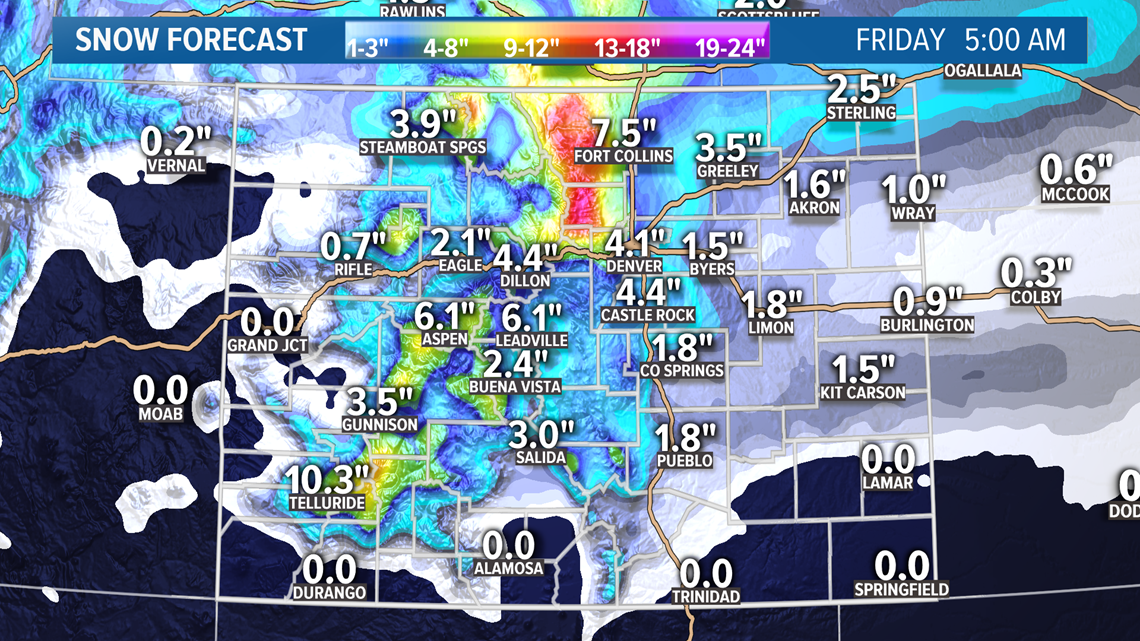 denver snow totals today