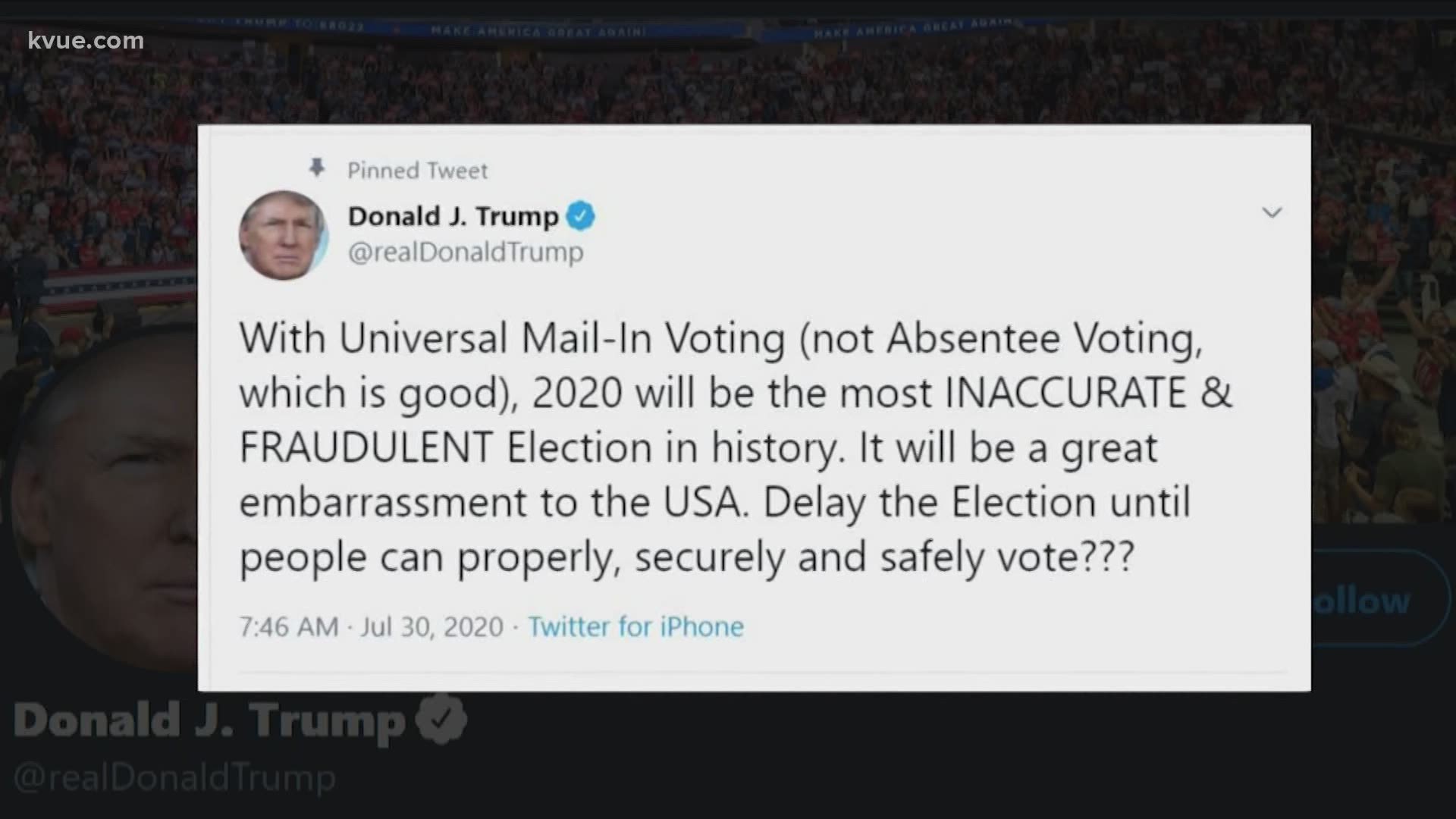 President Donald Trump tweeted his latest attack on mail-in voting on Thursday morning. KVUE spoke with Travis County Clerk Dana DeBeauvoir.