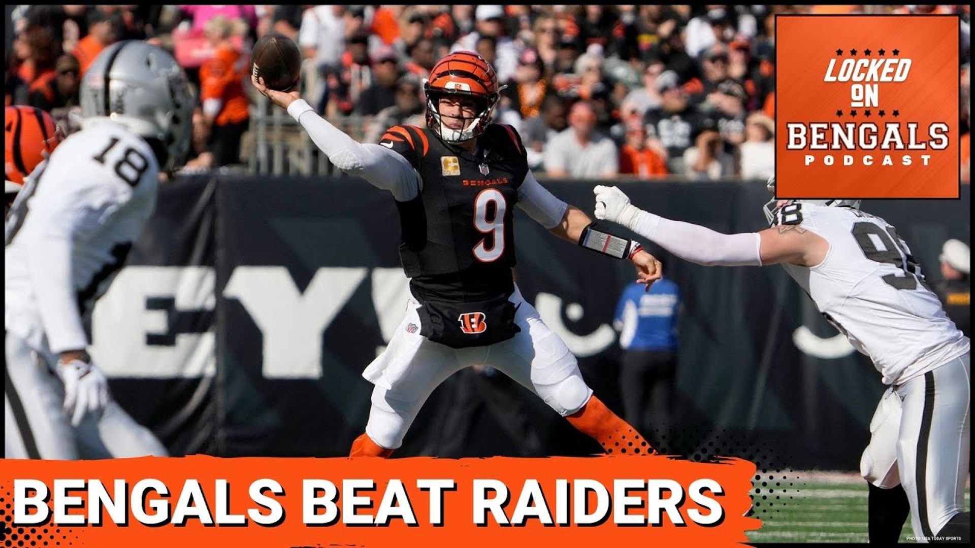 The Cincinnati Bengals beat the Las Vegas Raiders 41-24 on Sunday at Paycor Stadium. Joe Burrow led the way, throwing for five touchdowns.