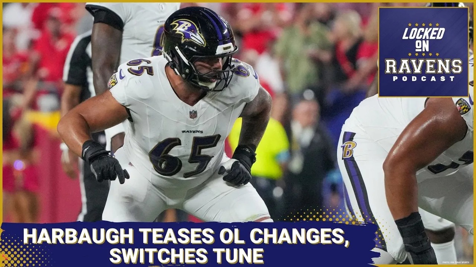 We look at what Baltimore Ravens head coach John Harbaugh had to say about the team's offensive line.