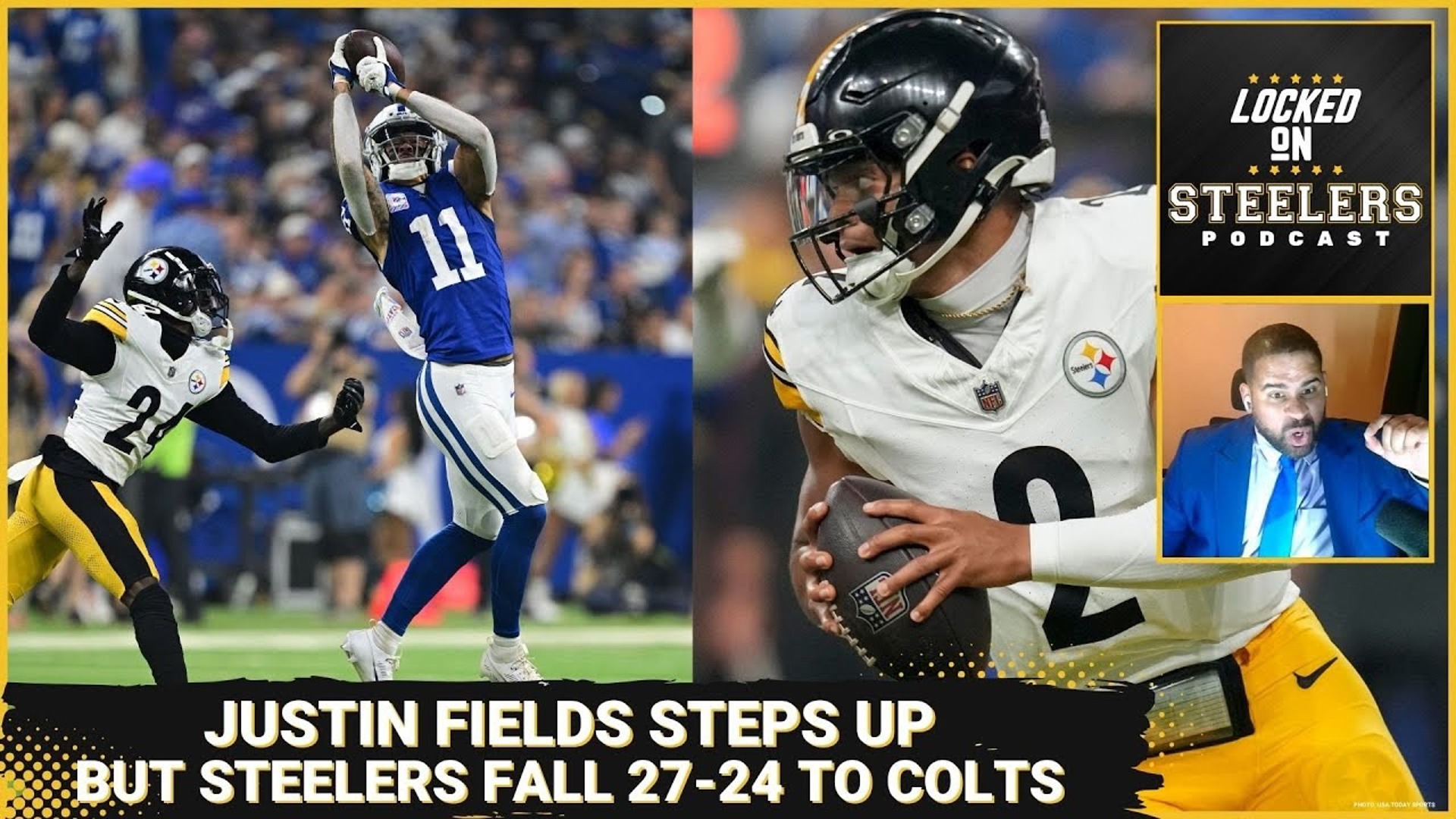 The Pittsburgh Steelers lose their first game of the season as their comeback effort comes up short in a 27-24 defeat to the Indianapolis Colts.