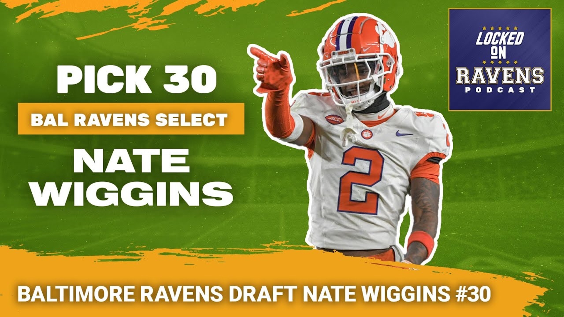 The Baltimore Ravens have selected Clemson Tigers cornerback Nate Wiggins with the thirtieth overall pick in the 2024 NFL Draft.
