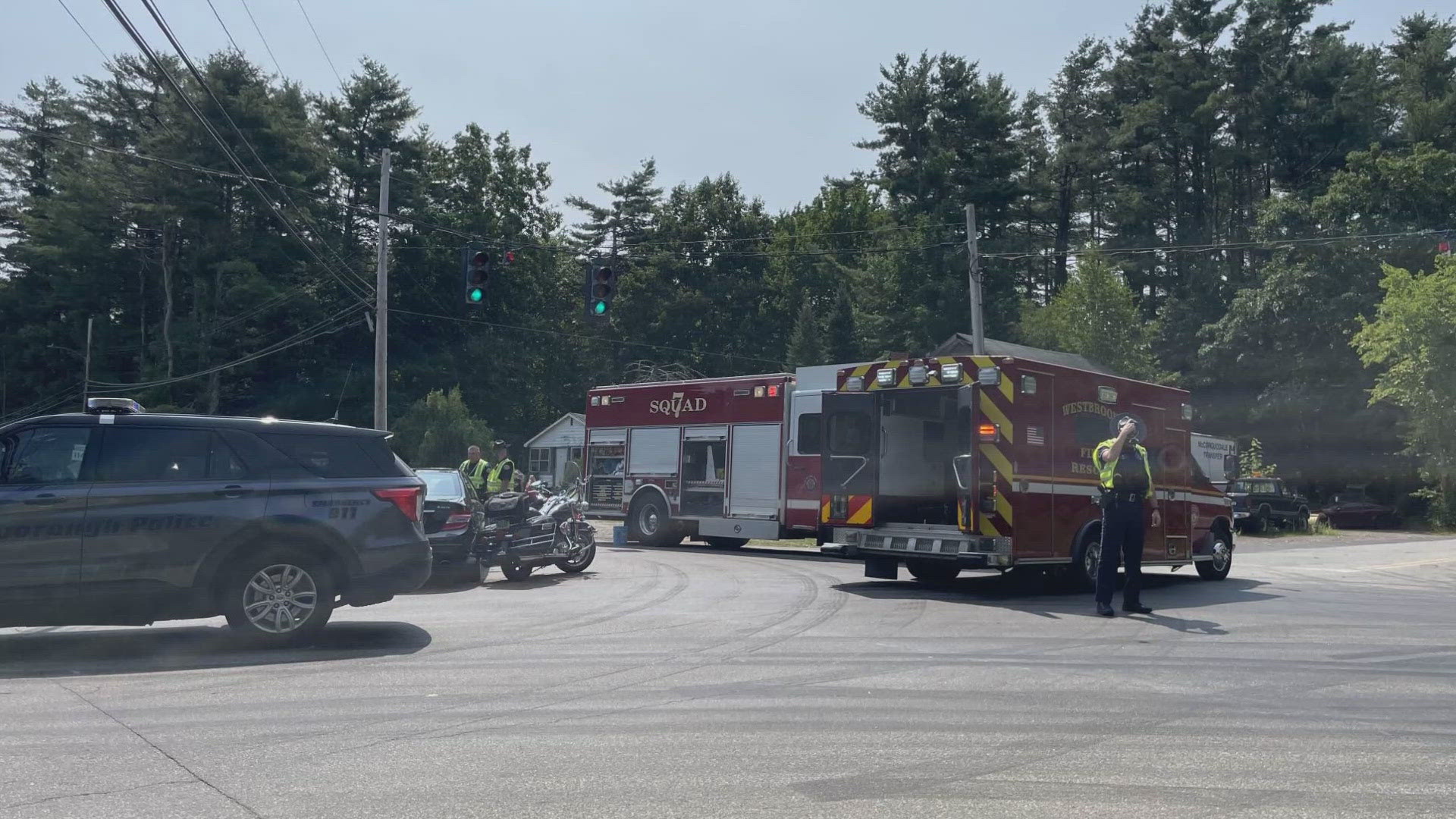 First responders from Westbrook and Scarborough responded to the scene of a crash Tuesday before noon in the area of Gorham Road and Saco Street.