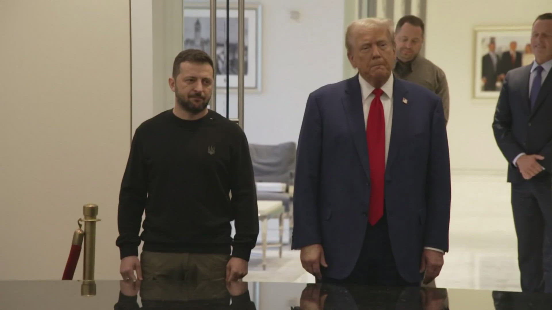 Former President Donald Trump and Ukrainian President Volodymyr Zelenskyy met at the Trump Tower, where Trump said he would work to end the war if elected.