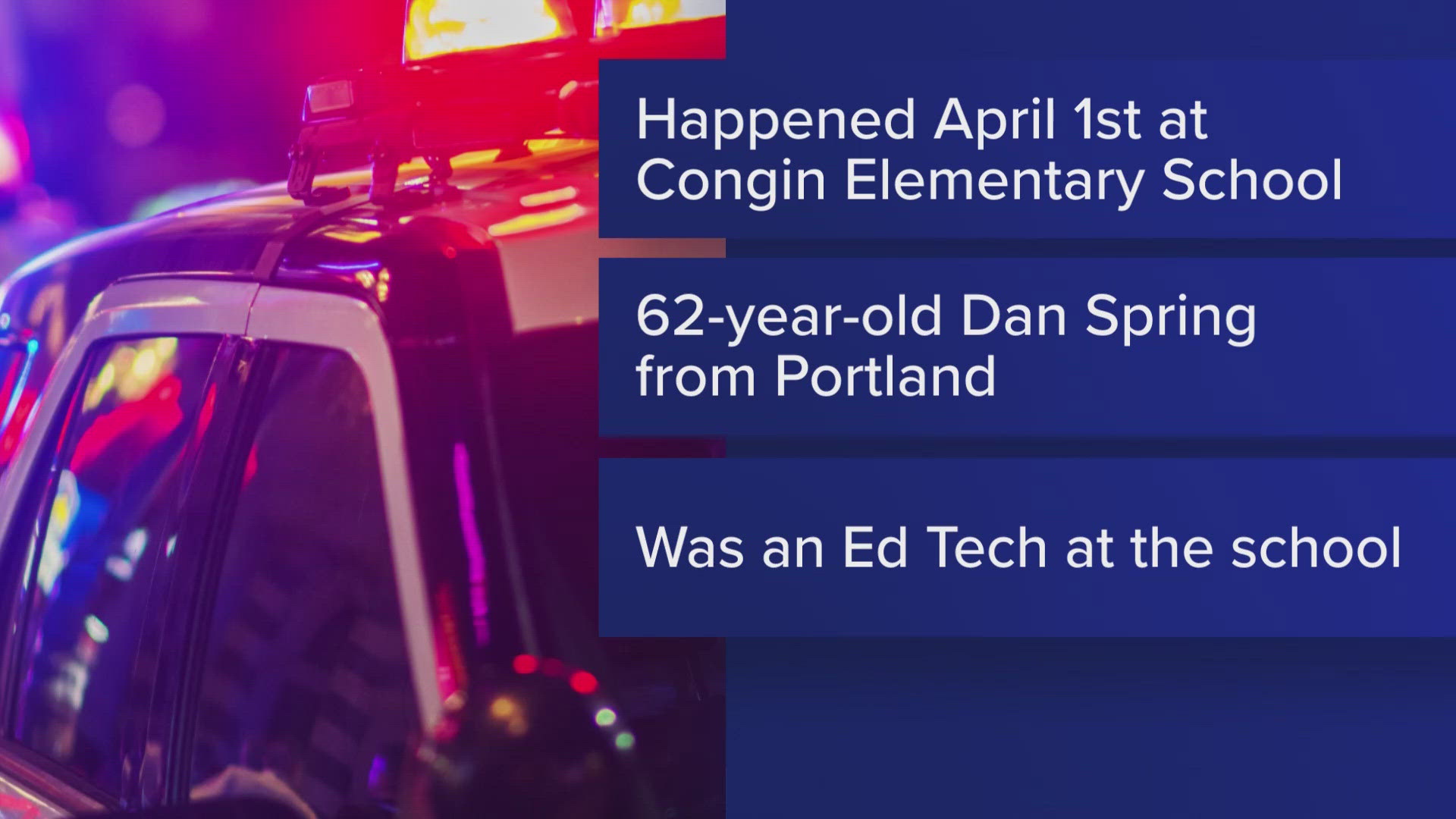 An educational technician at Congin Elementary School is accused of assaulting a student on April 1. Police are investigating the case. 