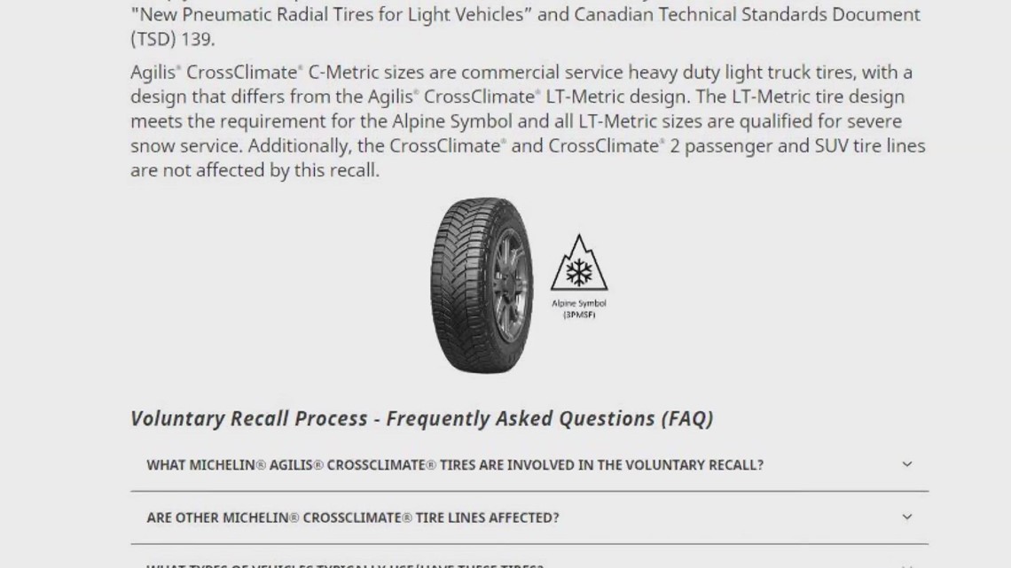 Michelin issues recall on certain snow tires