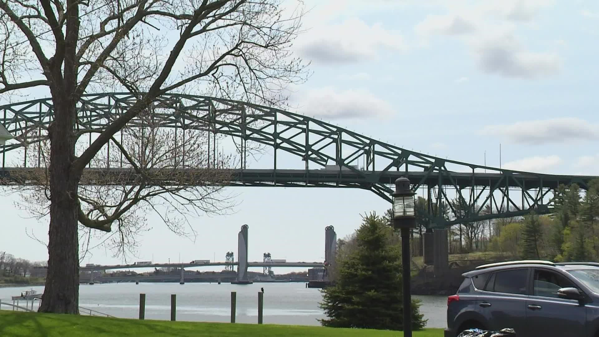 Traffic on Interstate 95 was stopped on both sides of the bridge connecting Maine and New Hampshire.