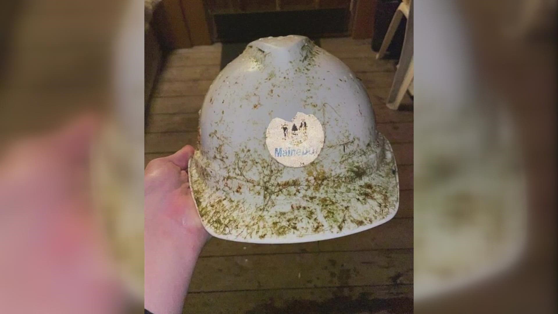 Thousands of miles from Maine's coastline, a man was walking along the shore in Norway where he found a hard hat on a bed of seaweed.