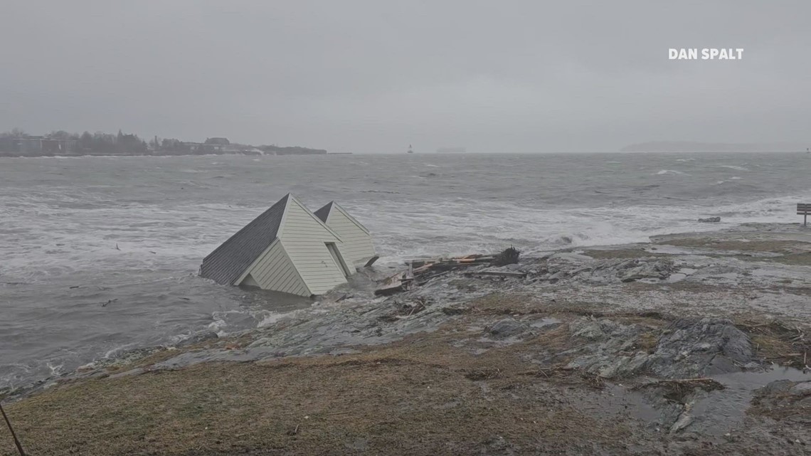 Historic fishing shacks on Willard Beach swept into the ocean during