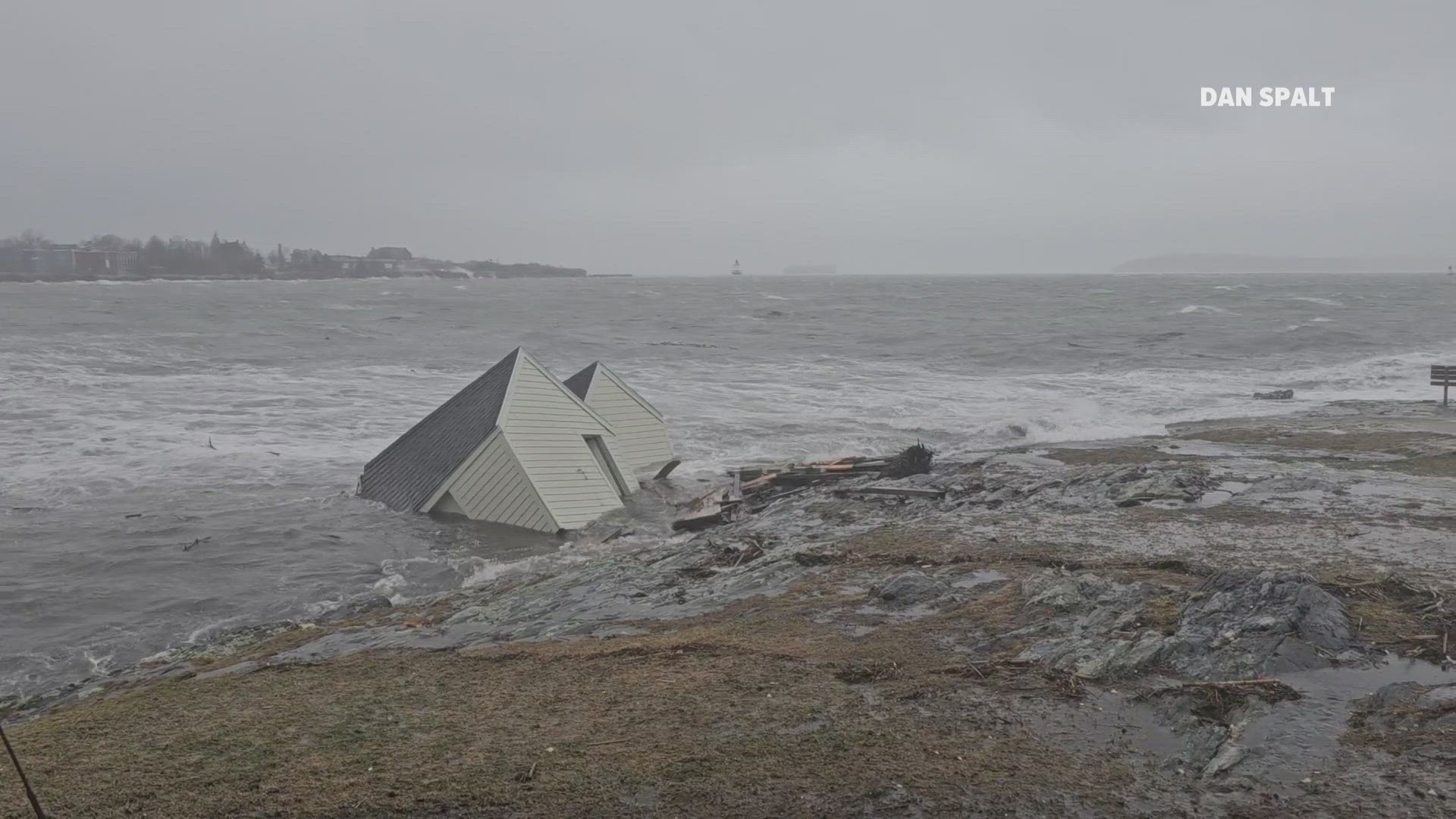 Historic fishing shacks in South Portland swept to sea in storm