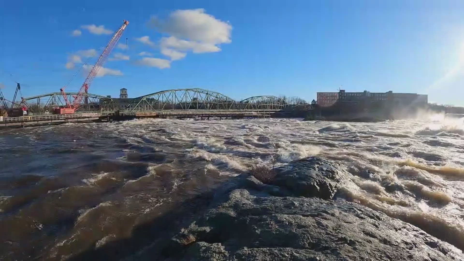 The Frank J. Wood Bridge was closed off by the Maine Department of Transportation until the water level subsides.