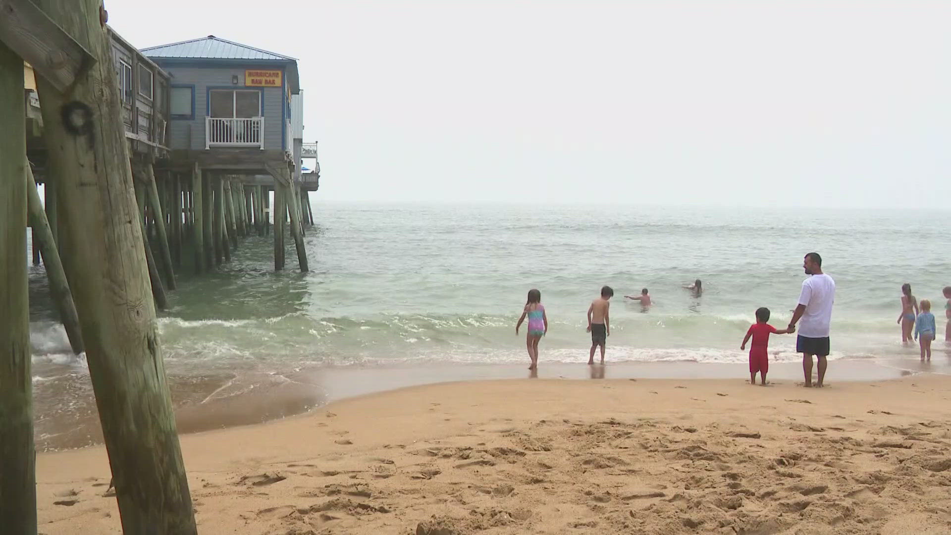 The children were caught in the current near the pier Friday afternoon, but lifeguards were able to get them safely to shore. No injuries were reported.