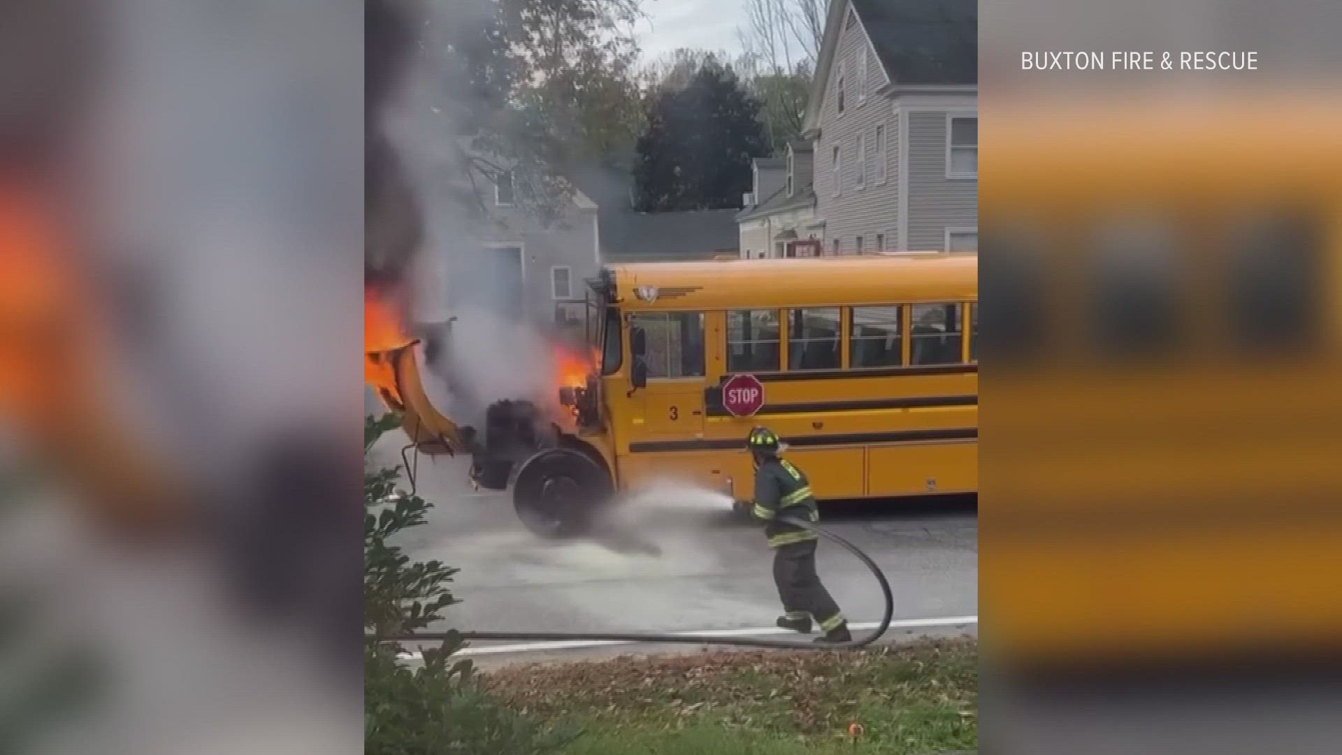 Fire officials said no students were on the bus at the time of the incident. Only the driver and a mechanic were on board.