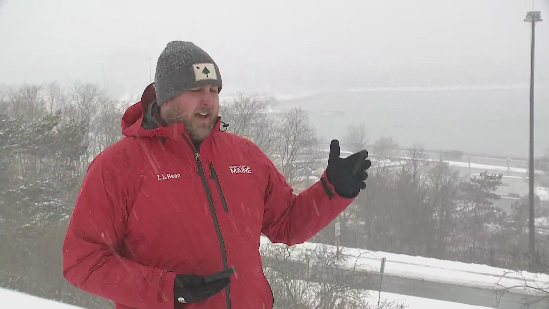 Winter storm conditions in Portland as of noon Tuesday