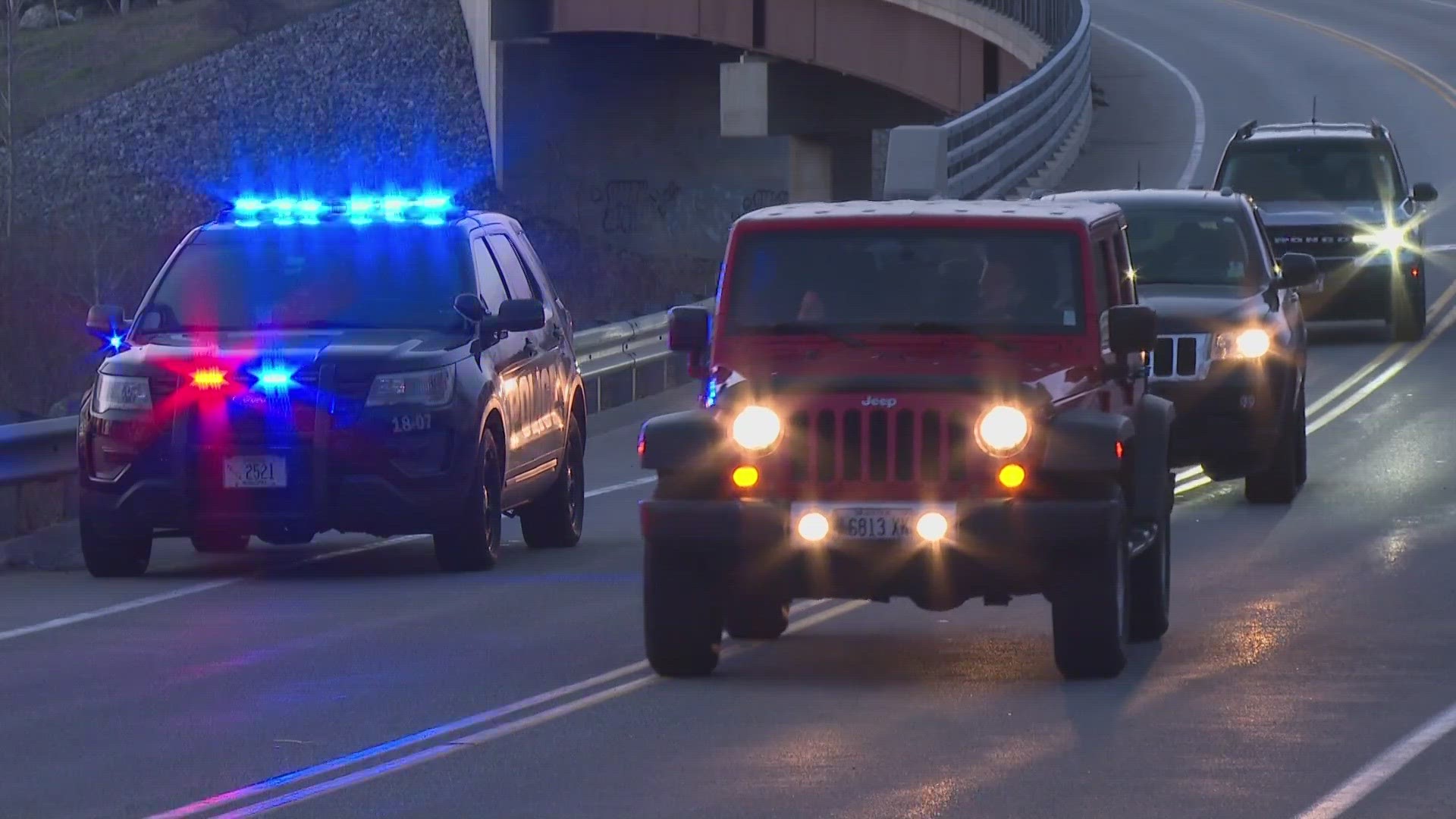 Officials responded to the scene near the bridge on Gray Road Thursday evening.