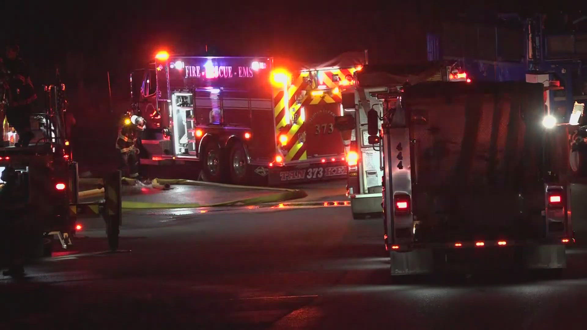 Crews from multiple towns responded to the blaze Tuesday night.