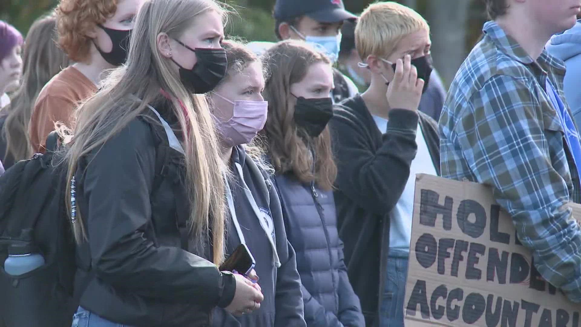 Students at Camden Hills Regional High School staged a walkout on Wednesday afternoon to protest how sexual assault is handled at their school