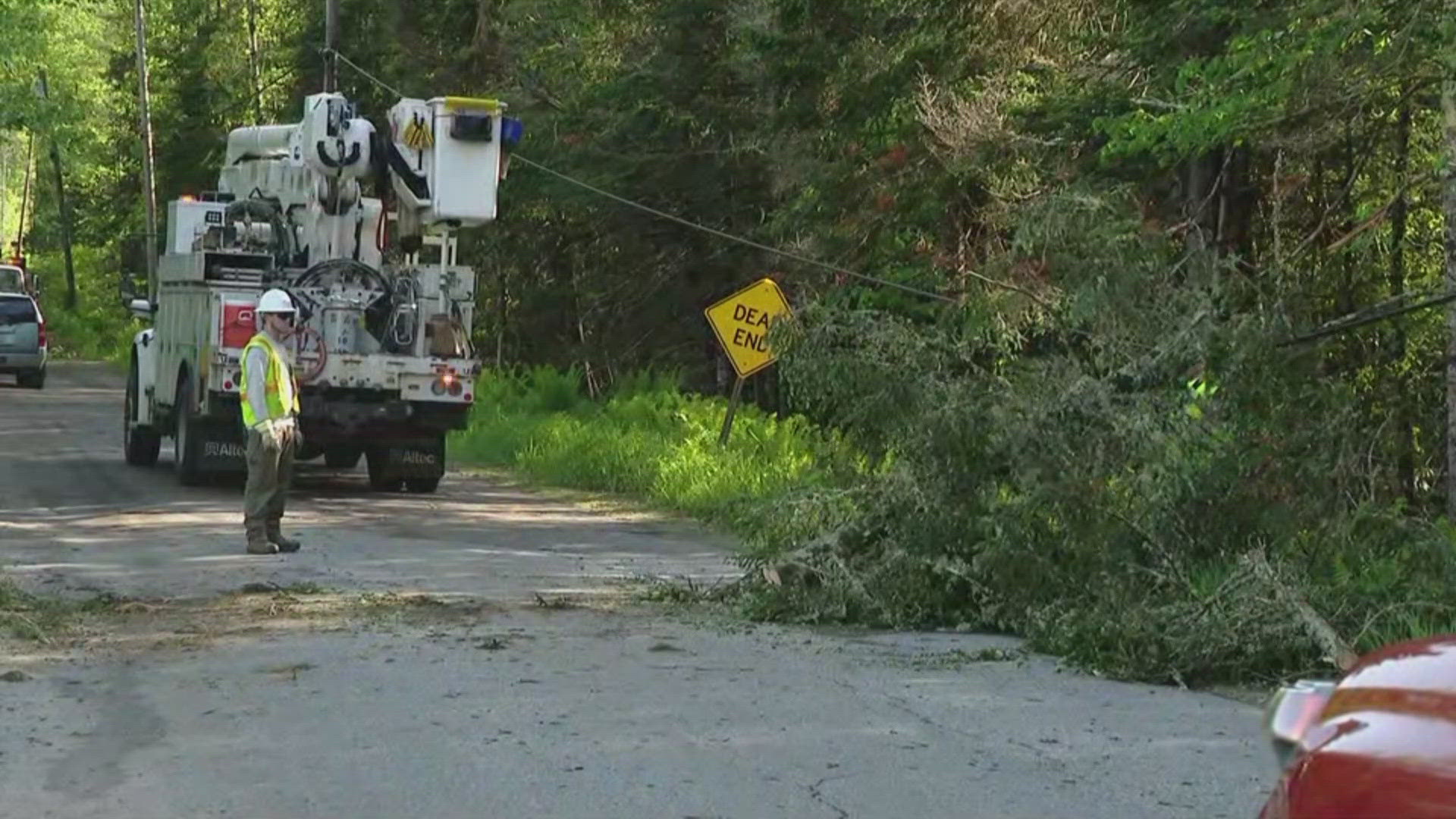 NEWS CENTER Maine meteorologist Jason Nappi is in Chesterville, where the storm caused some damage.