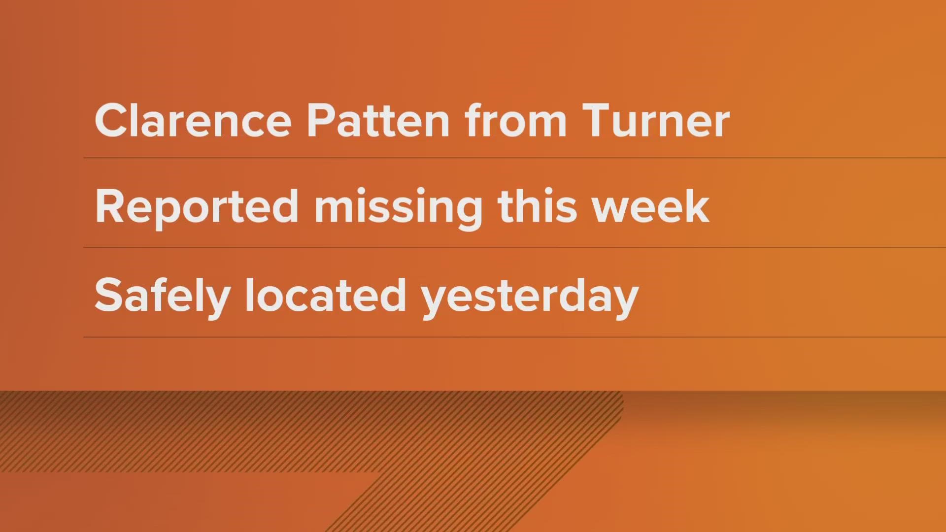 The Androscoggin County Sheriff's Office said Clarence Patten, 48, of Turner was found just before 4 p.m. on Friday, Feb. 17.