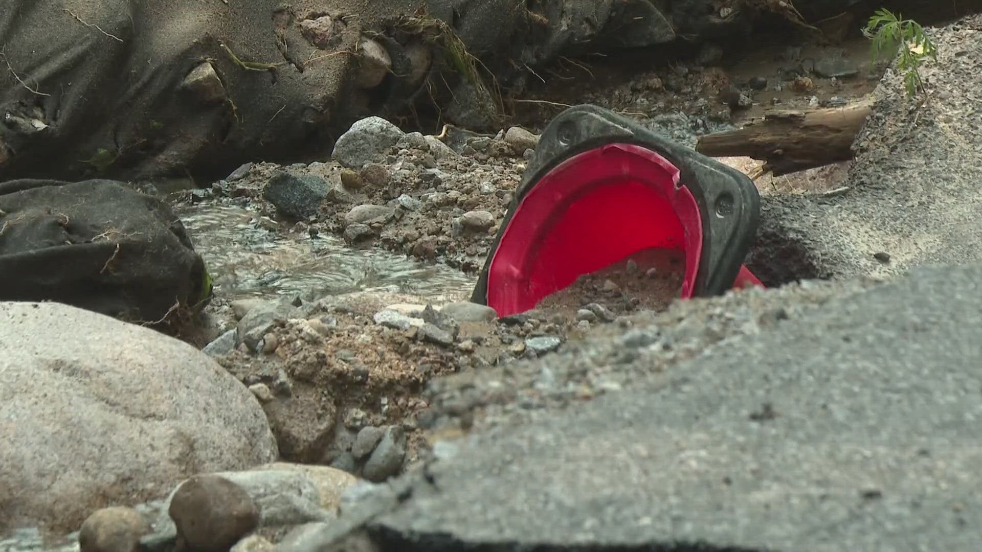 Some parts of roads washed entirely out.