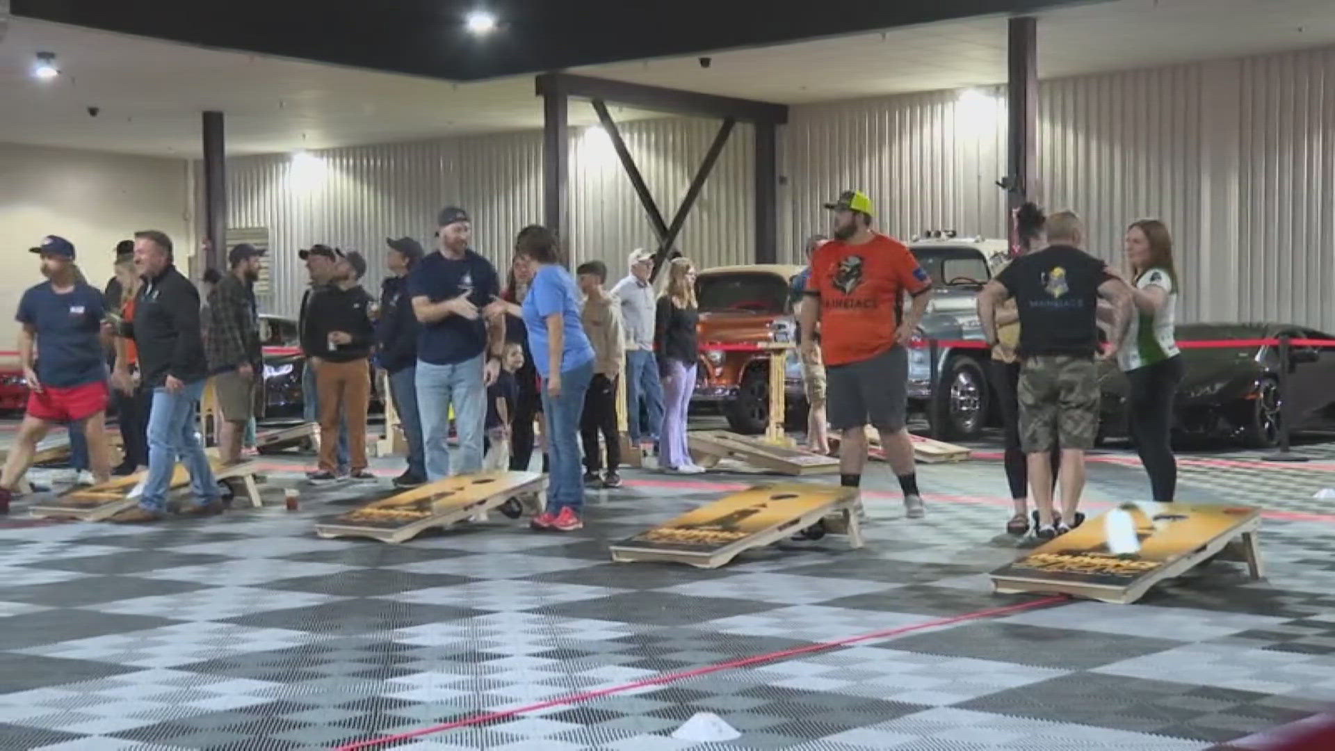 Hosted at Throttle Car Club in Scarborough, games and raffles raised money toward the Maineiacs Cornhole Family Fund.