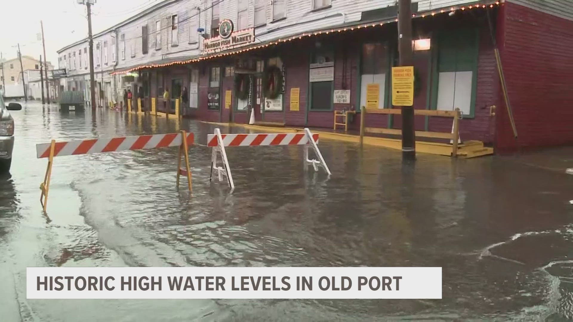 Historic high-water levels made their mark in Portland, even shutting down an exit on Interstate 295 impassable due to floodwaters.