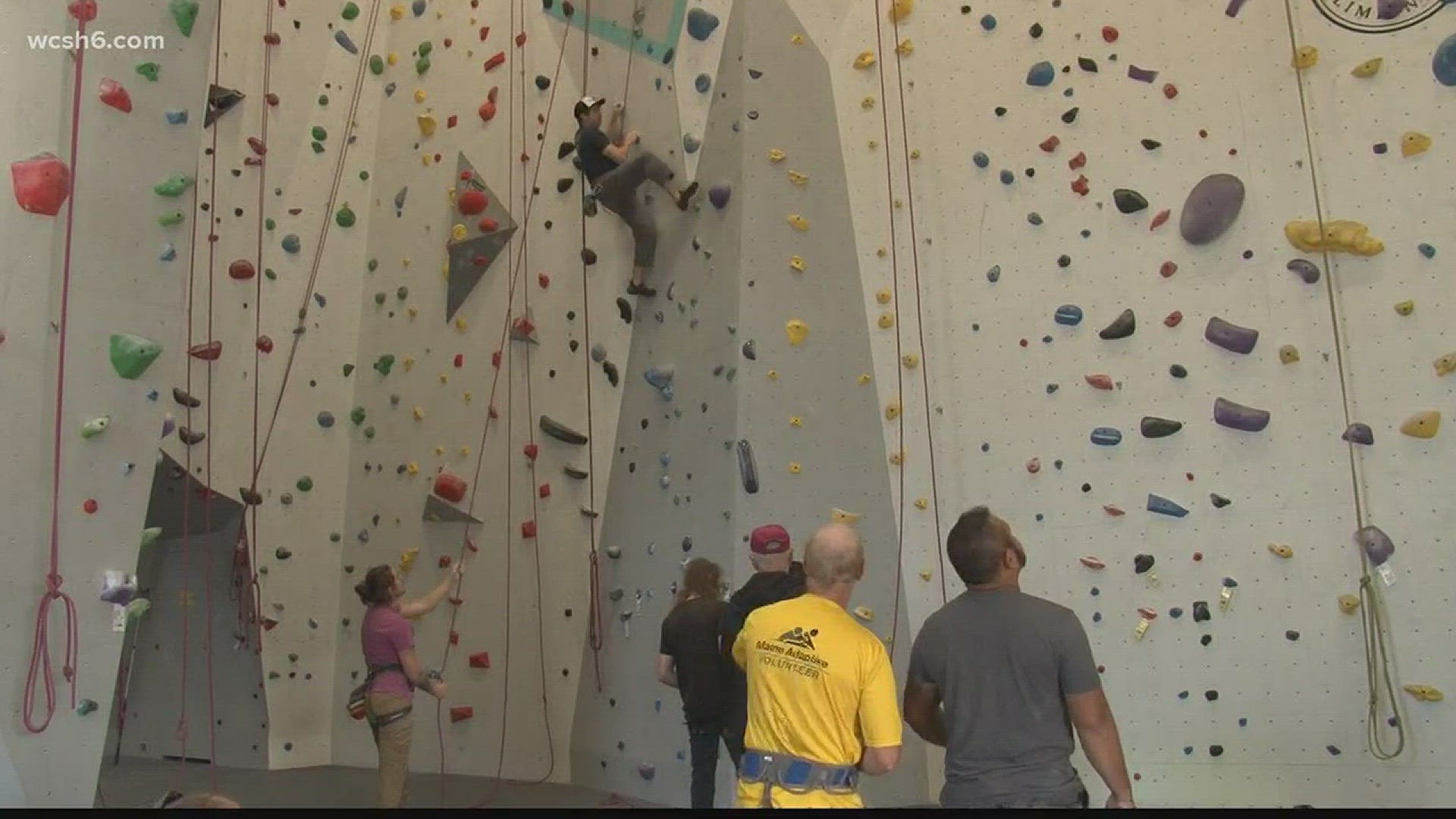 Maine Adaptive gave veterans living with a disability the chance to climb a rock wall at Salt Pump Climbing Company in Scarborough in honor of Veteran's Day.