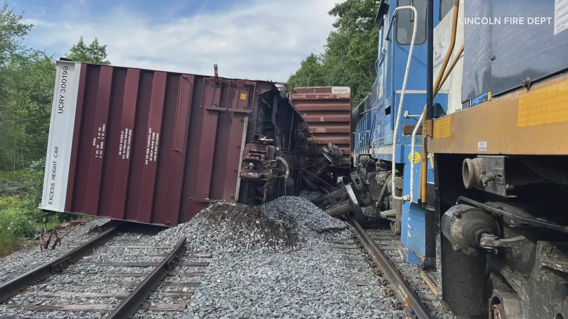 Officials said the axle of a box car punctured the diesel tank of the train engine. The tank had an estimated 2,500 gallons of fuel inside.