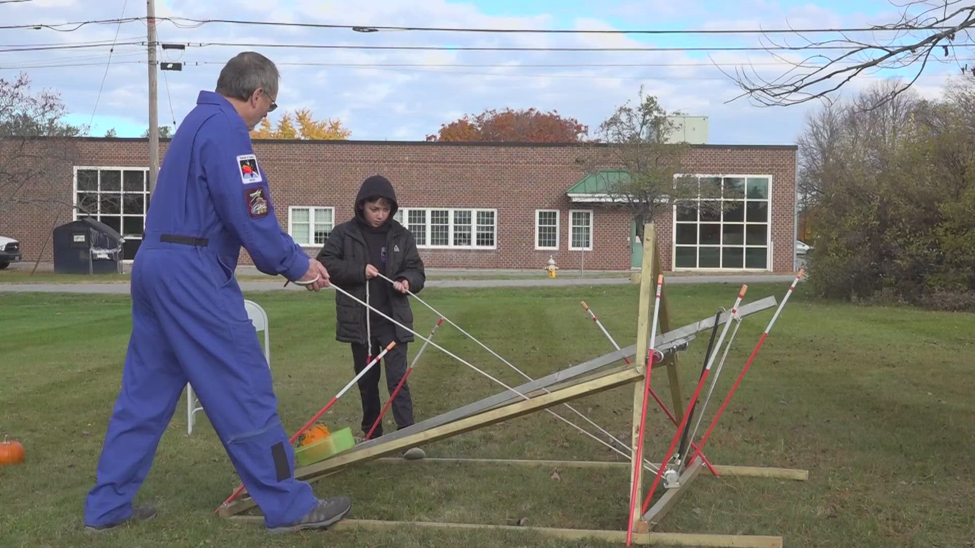 The nonprofit located in Bangor invited families to participate in a day of hands-on learning involving decorations, a catapult, and a whole lot of pumpkins.