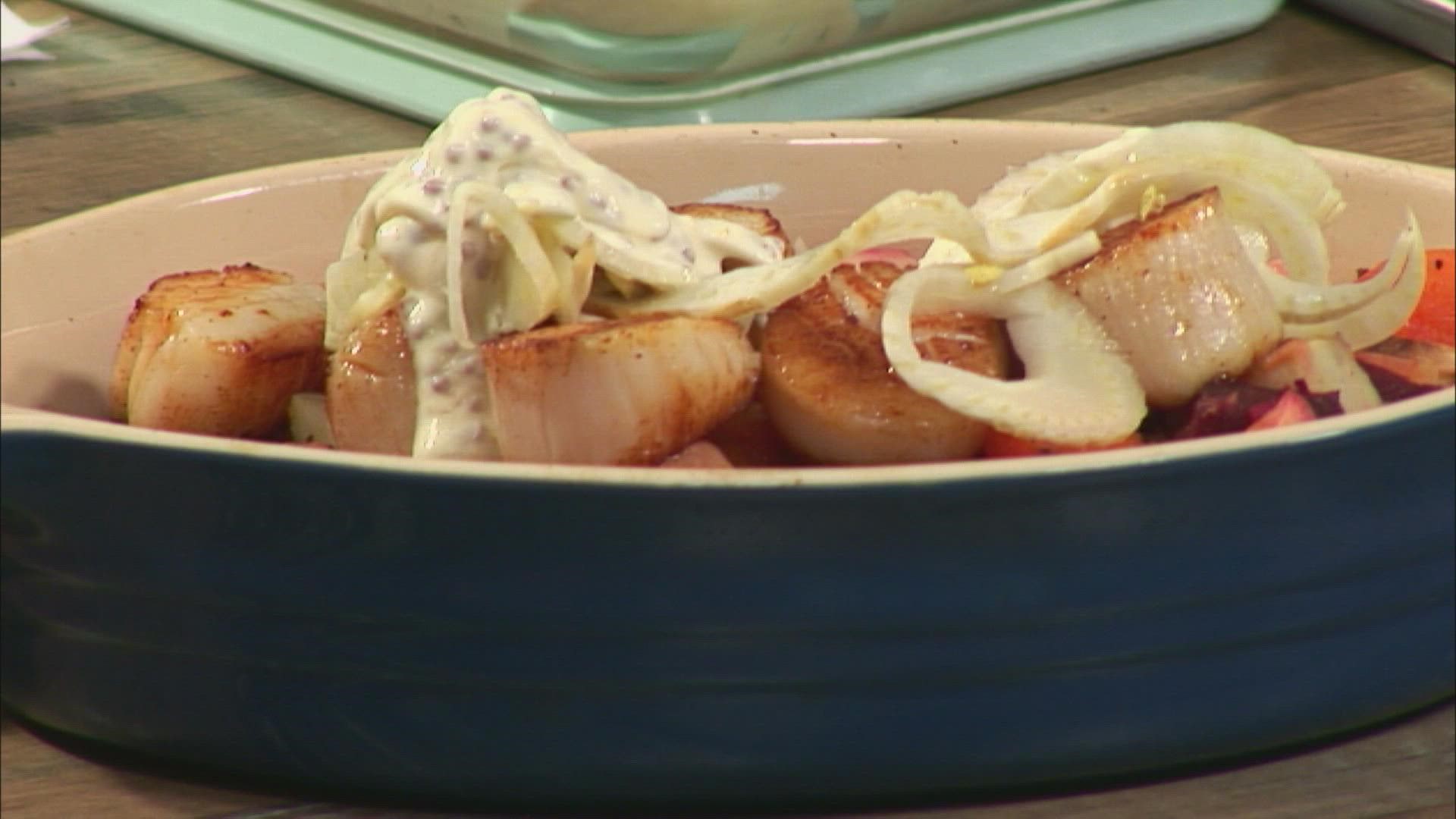 Monique Coombs from the Maine Coastal Fishermen’s Association shares a dish using fresh Maine seafood.