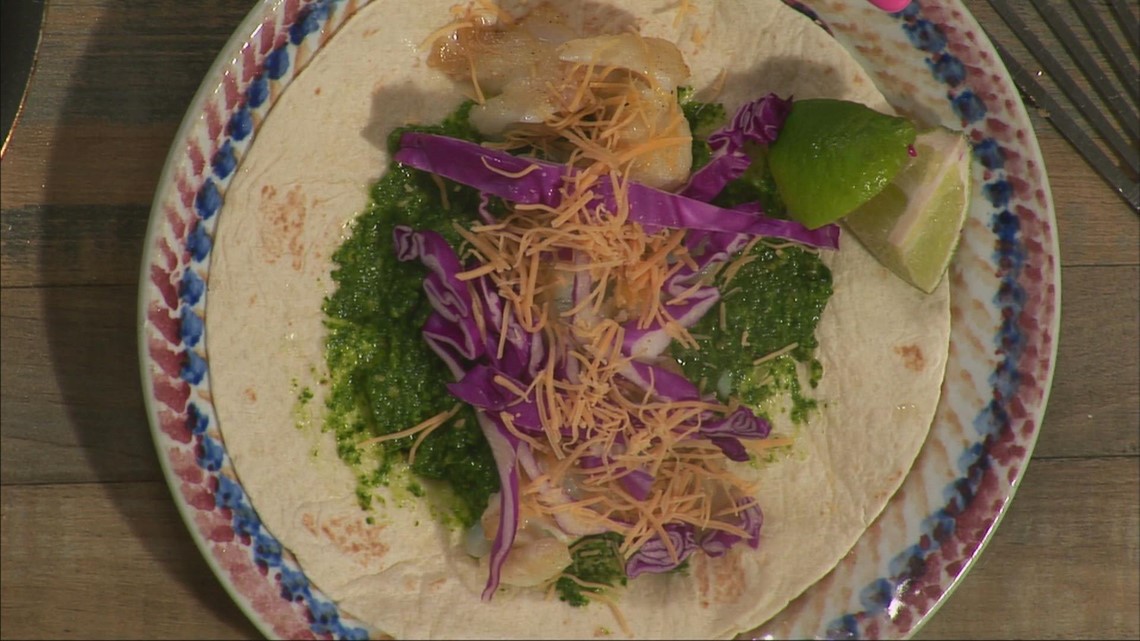 Monique Coombs makes cod tacos in the 207 kitchen