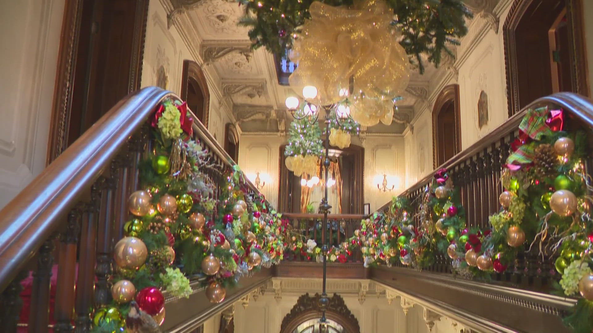 Don Carrigan has a look at all the work that goes into transforming the 160 year old mansion into a holiday spectacular.